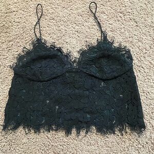 Zara cami bralette, dark green lace.